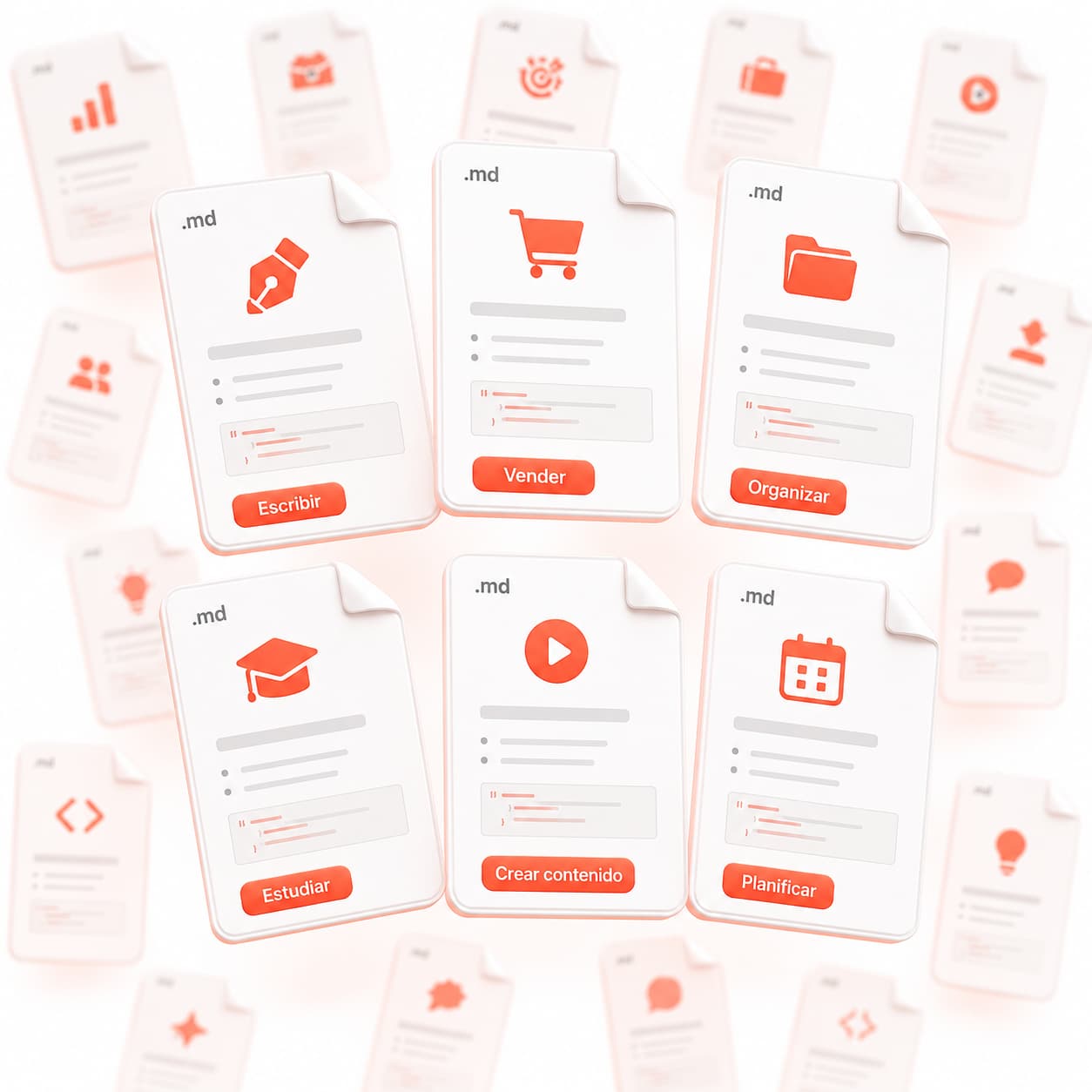 Skills en archivos .md para escribir, vender, organizar, estudiar, crear contenido y planificar
